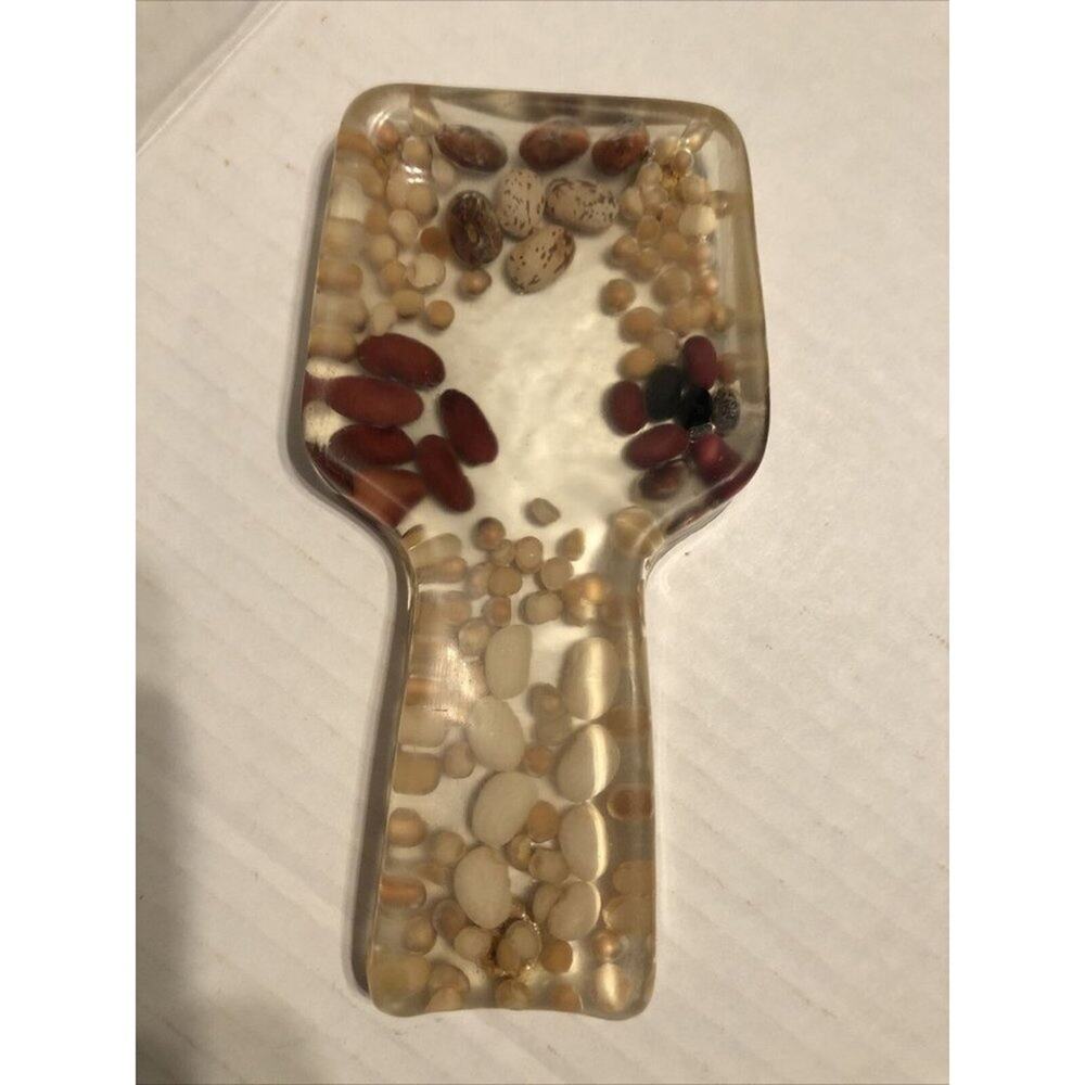 Vintage Handmade Resin Lucite Spoon Rest Beans Kernels Lentils MCM VTG Decor